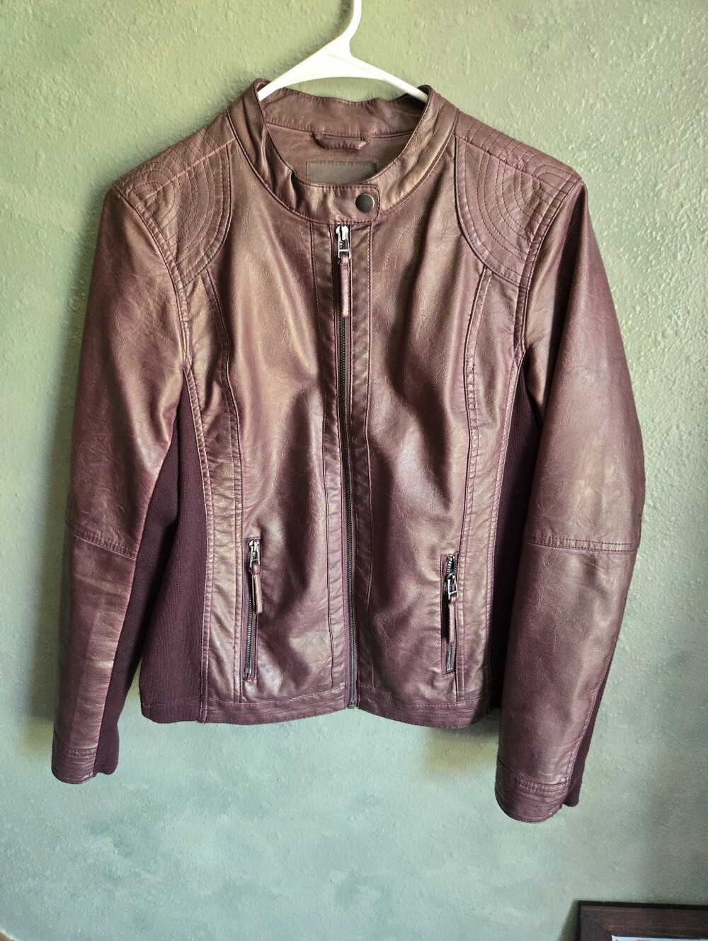 Maurices - Maroon Utility Jacket - Faux Leather Detail - Size M Medium